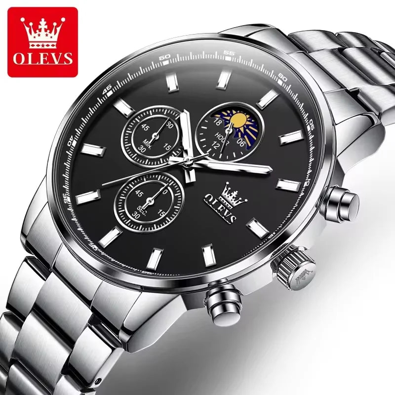 Custom Wrist Watch Watches 2902 Men Original Chinese Quartz OLVES Golden Blue Design Chronograph Watch