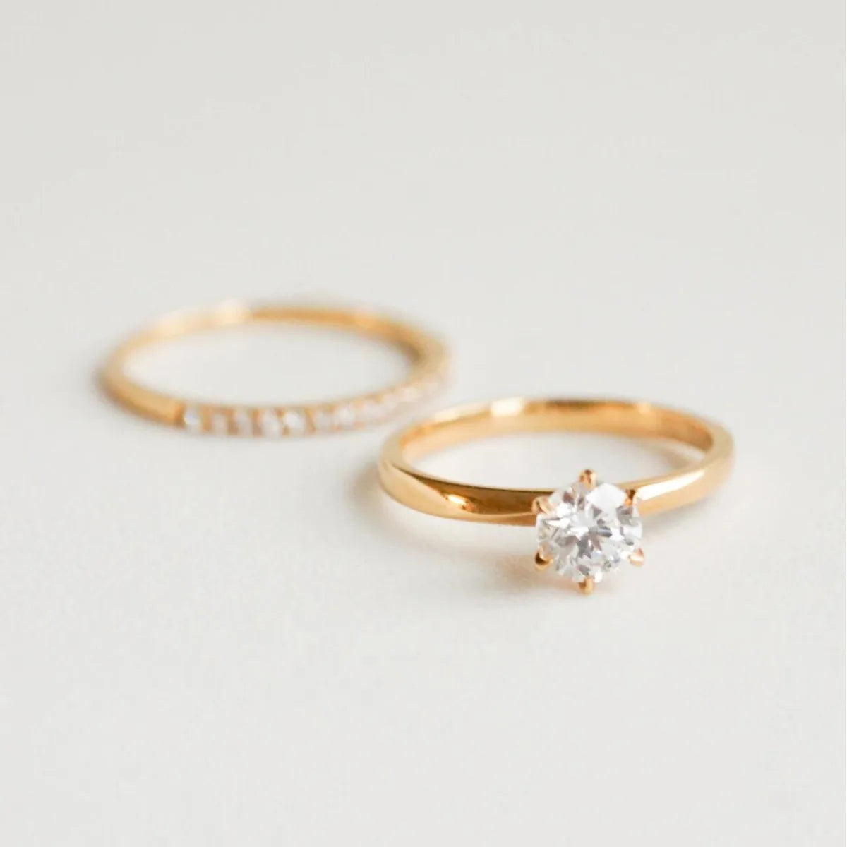 18K Gold Six Claw Diamond Ring Au750 Gold Rose Gold Single Inlaid Moissanite Girls' Wedding Ring Wholesale