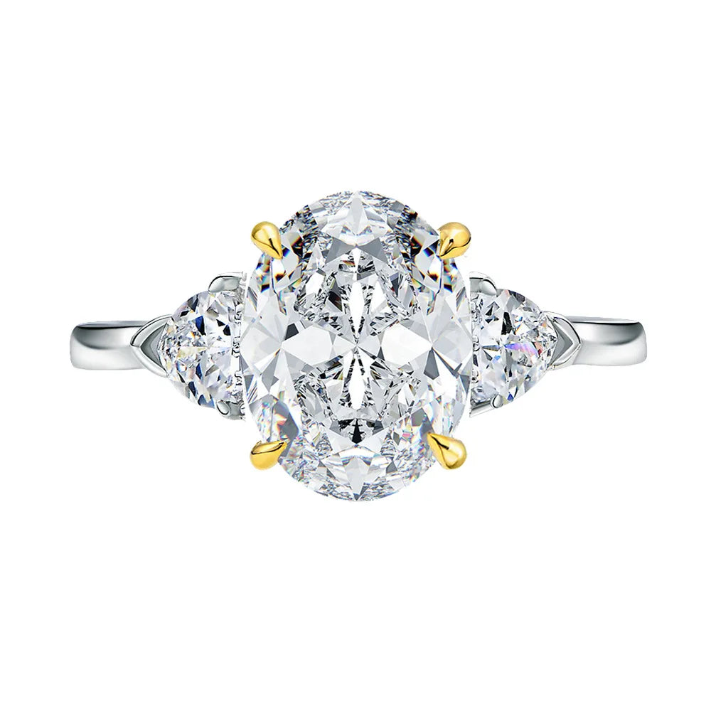 MuShan Jewelry Factory 3ct Pigeon Egg Moissanite 925 Sterling Silver Women's Ring European American Light Luxury Party 8 10