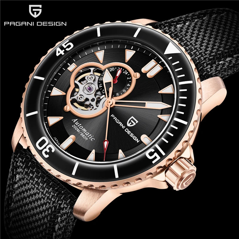 PAGANI DESIGN NH39A Automatic Men's Watch — Blue Dial, 100BAR Rated