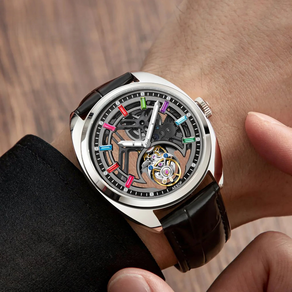 AESOP Custom Flying Tourbillon Watch — Oval Case, Sapphire, Leather