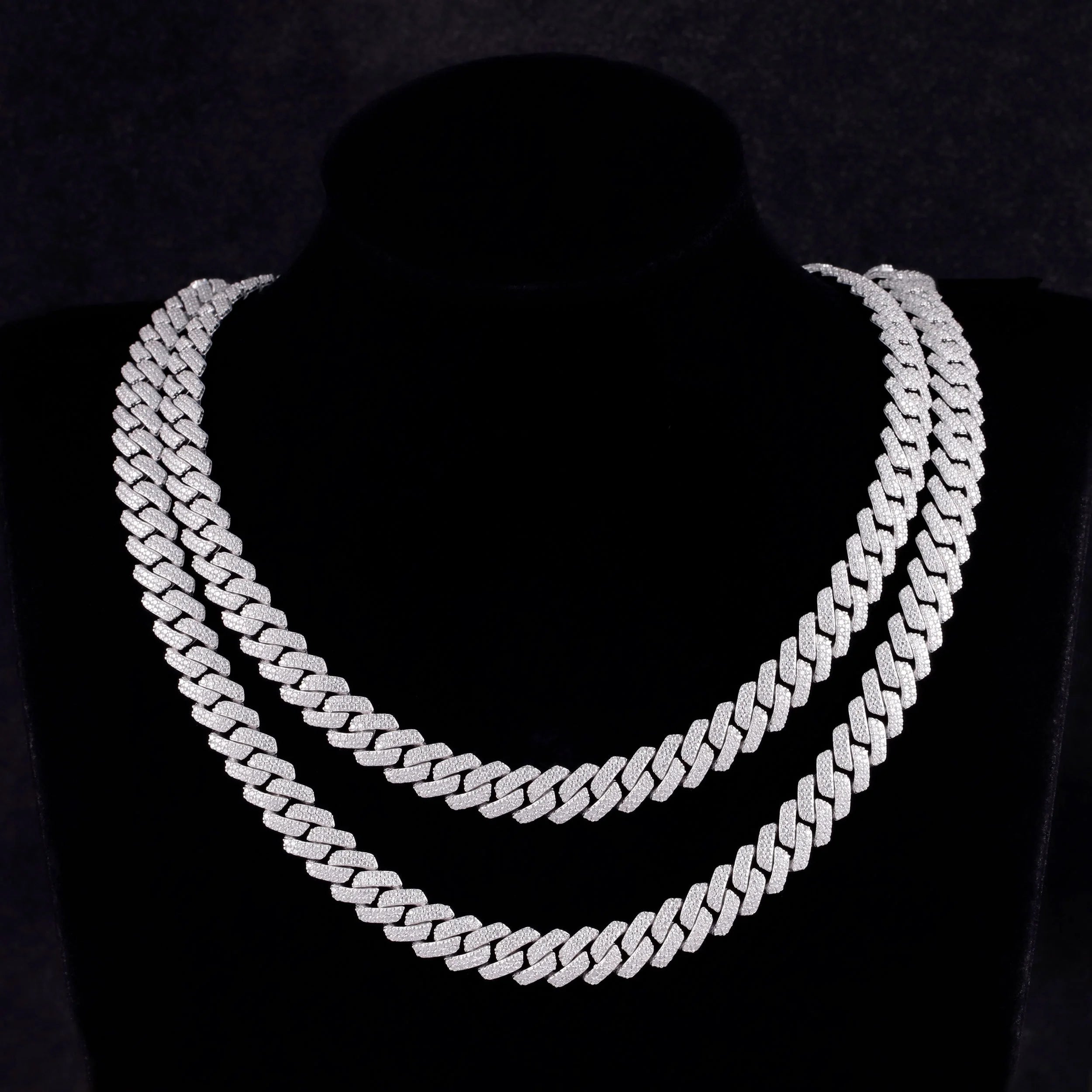 Wholesale Stock 8MM 10MM 12MM 15MM Moissanite Cuban Necklace Men Hip Hop Iced Out VVS Diamond S925 Silver Cuban Link Chain