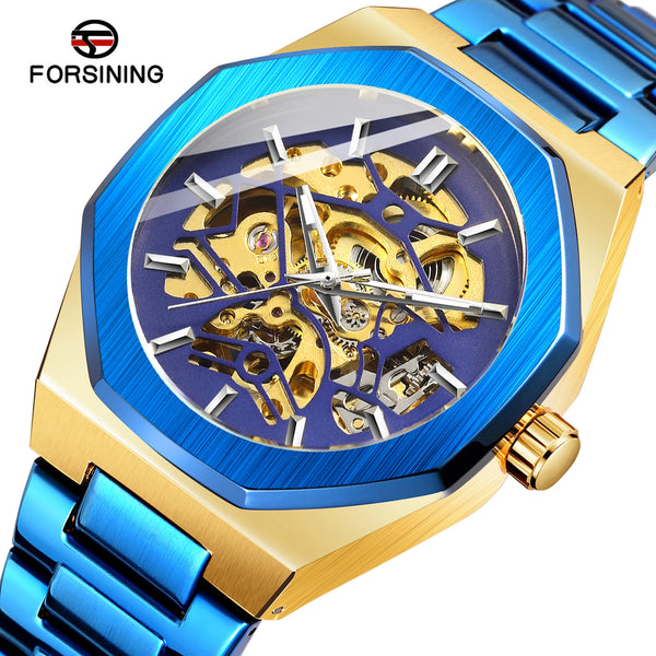 Forsining 8198 Skeleton Sport Automatic Watch — 41mm Square, Luminous