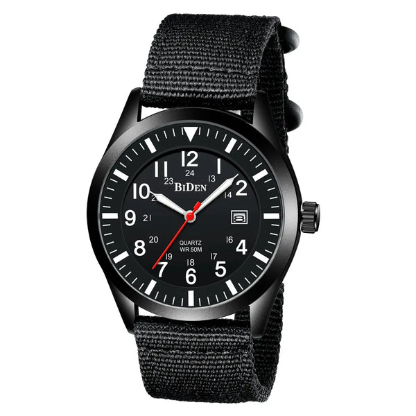 BIDEN 0321 NATO Nylon Quartz Watch — 42mm, 5BAR, Day/Date, Chronograph
