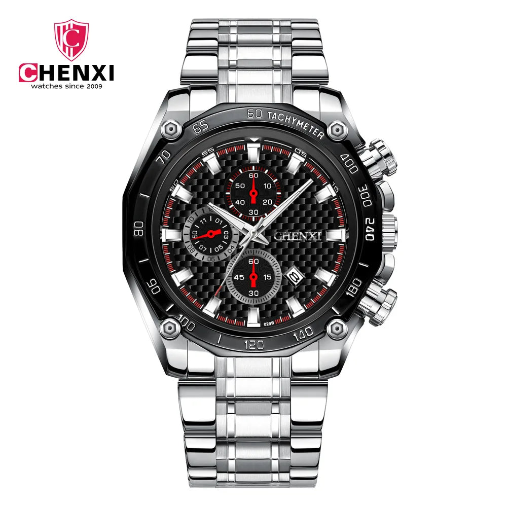 CHENXI 029 Japan Quartz Business Watch — 44mm Oval, Luminous, 3BAR