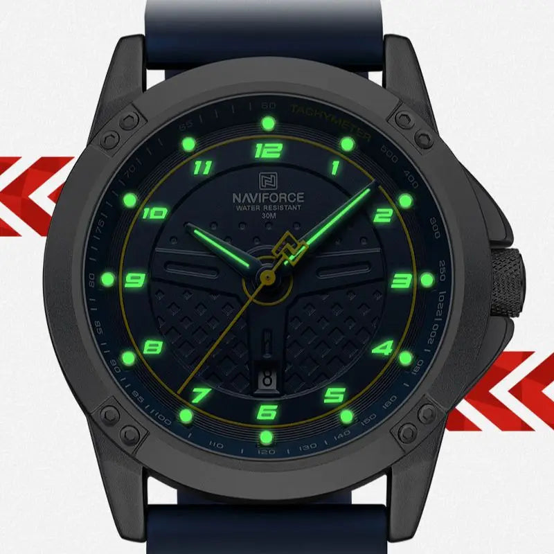 NAVIFORCE 8031 Oval Sport Quartz Watch — Silicone, Day/Date, Luminous
