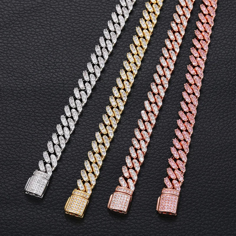 Wholesales VVS1 D Color Moissanite Necklace Hip Hop Jewelry 925 Silver 10MM 12MM 13MM Iced Out Cuban Link Chain Moissanite