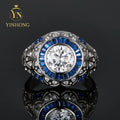 Unsix 3-Carat D-Color Round Moissanite Mens D Color Moissanite Trendy Men's Wedding Ring Geometric Shape Third Anniversary