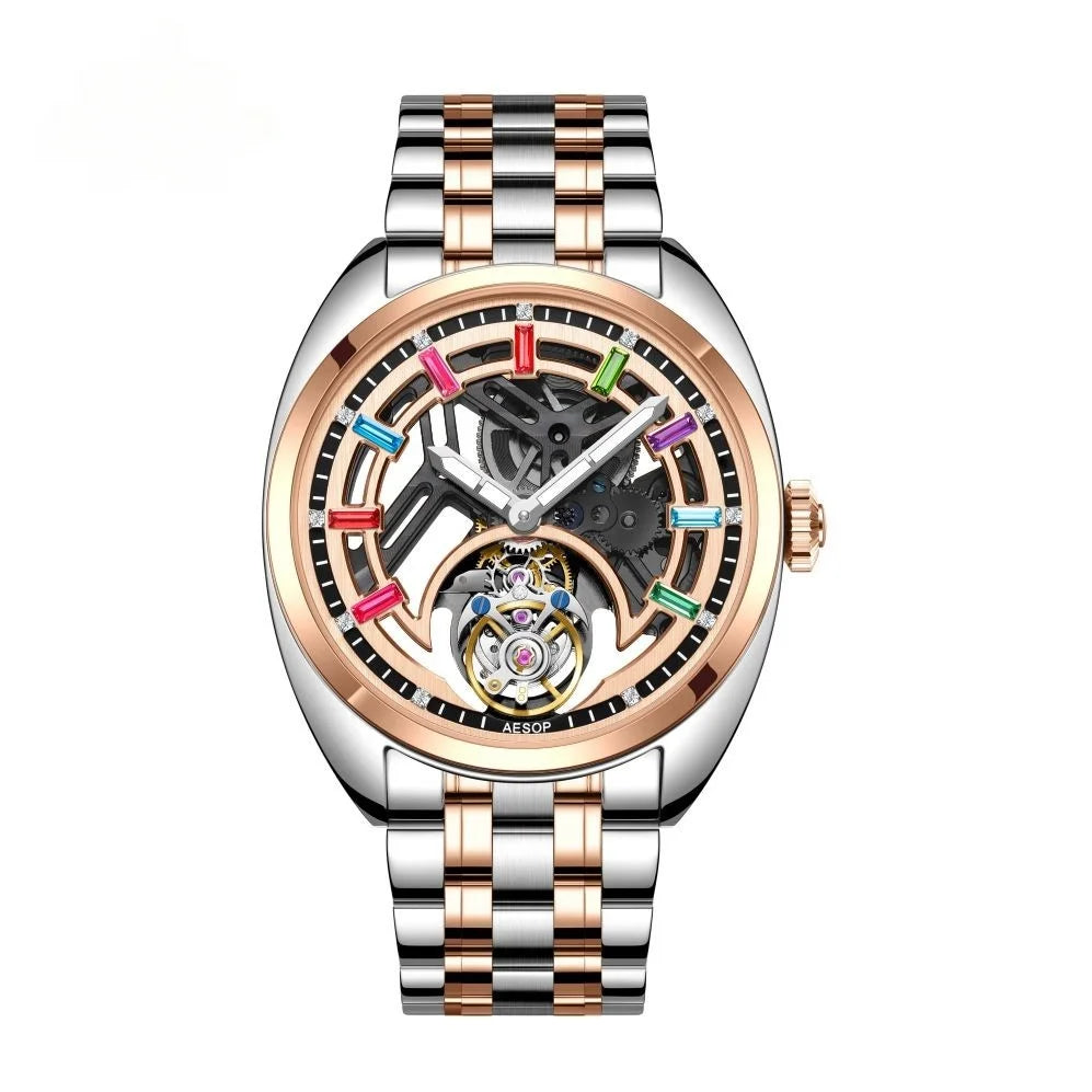 AESOP Custom Flying Tourbillon Watch — Oval Case, Sapphire, Leather