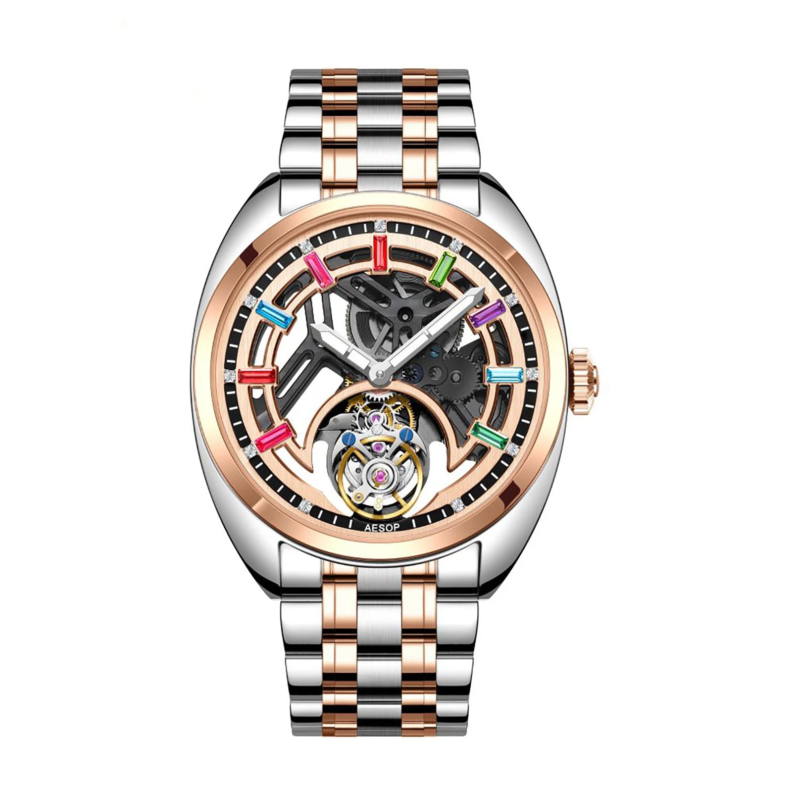 AESOP 7062 Skeleton Tourbillon Watch — Sapphire Crystal, Diamond Accents