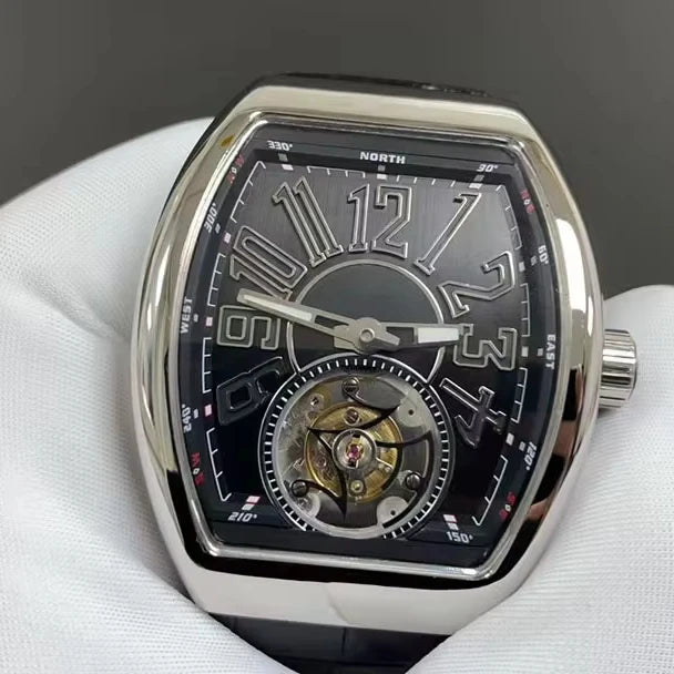 Luxury Skeleton Tourbillon Automatic Watch — Tonneau, 10BAR, Sapphire