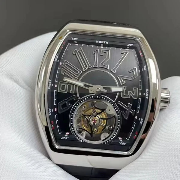 Luxury Skeleton Tourbillon Automatic Watch — Tonneau, 10BAR, Sapphire