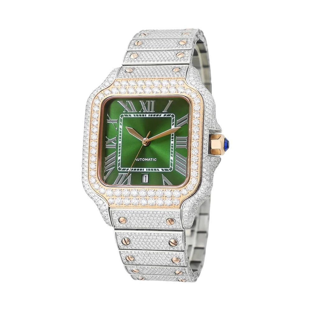 Iced Out D-Color VVS Moissanite Automatic Watch — Sapphire, 40mm