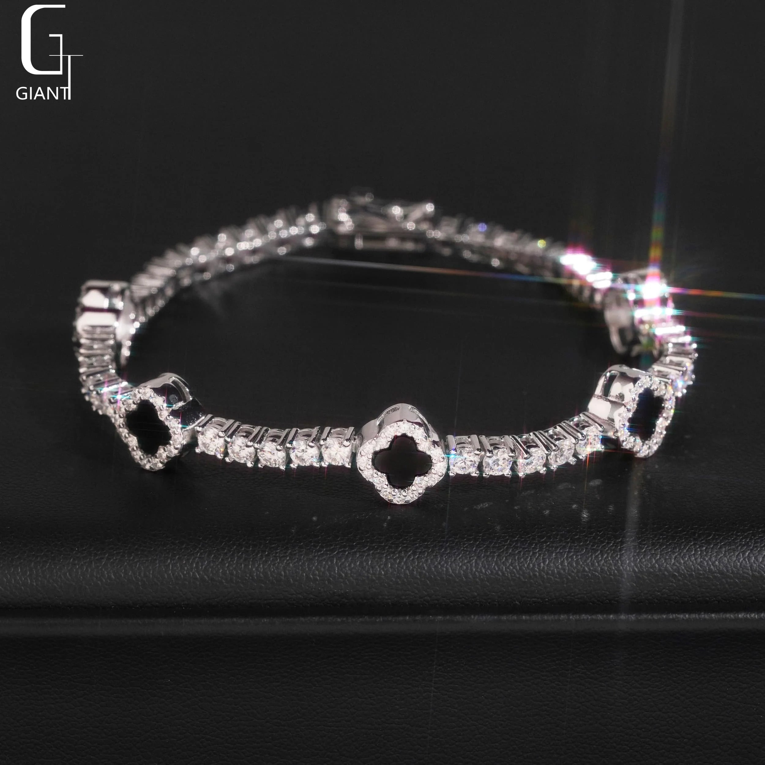US Stock Pass Diamond Test VVS Moissanite Tennis Chains 925 Silver Tennis Bracelet Four Leaf Clover Moissanite Tennis Chains GRA
