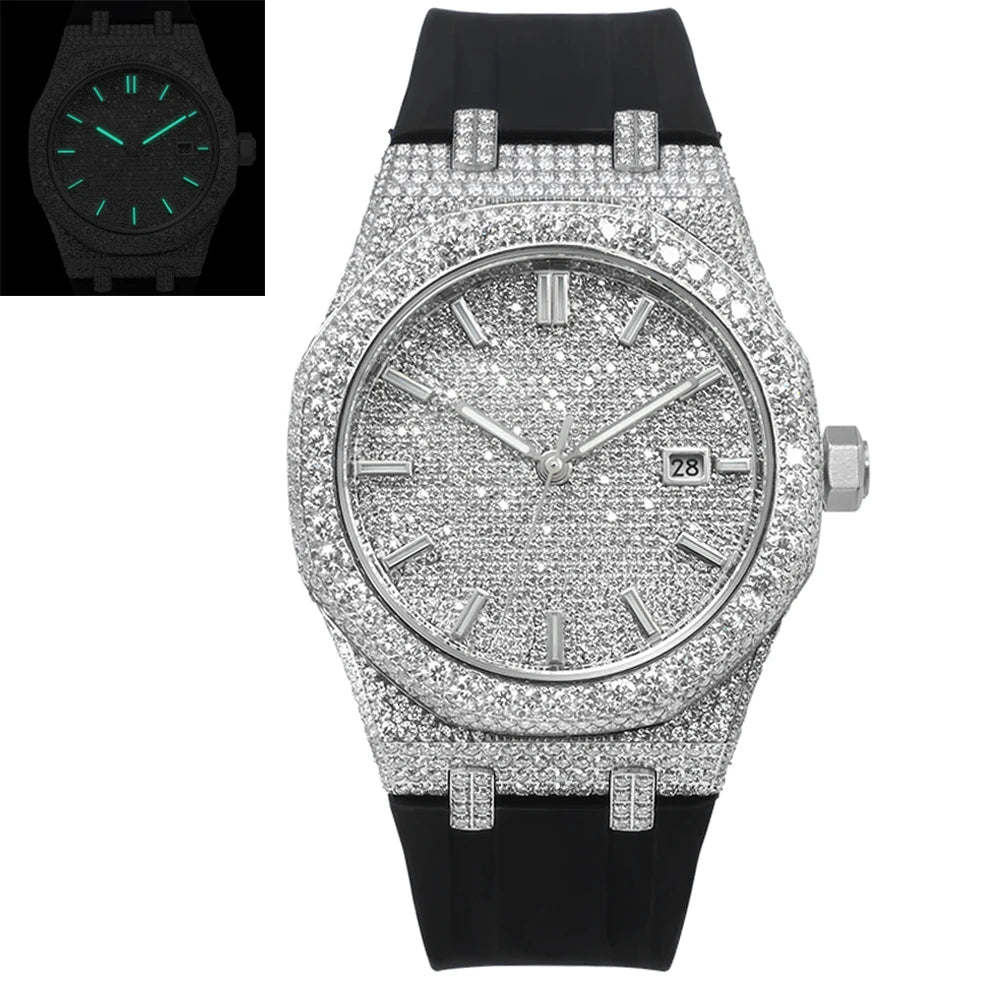 Exclusive Iced Out Moissanite Watch — VVS Clarity, Sapphire, Square Case
