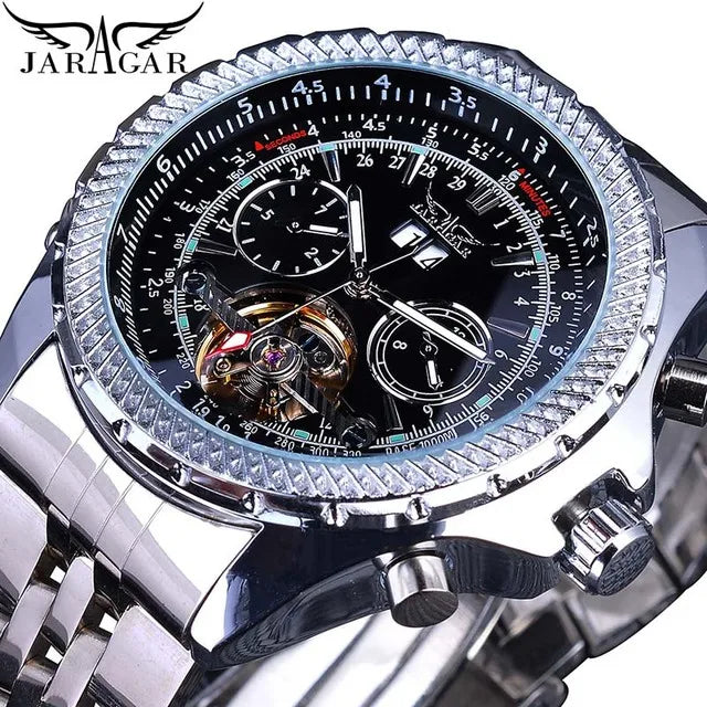 Jaragar Luxury Oval Automatic Watch — 45mm, Japan Movement, Day/Date