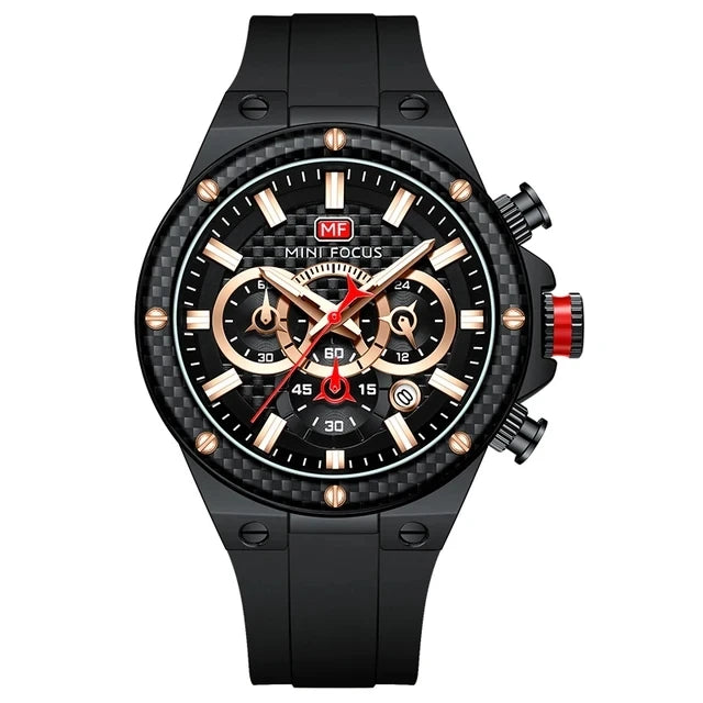 Mini Focus MF0468G Sport Quartz Watch — 44.5mm, Silicone, 3BAR