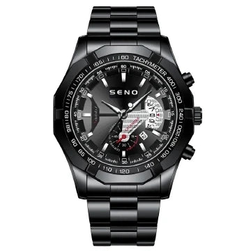 Seno S032 Large Dial Quartz Watch — 46mm, Calendar, 3BAR