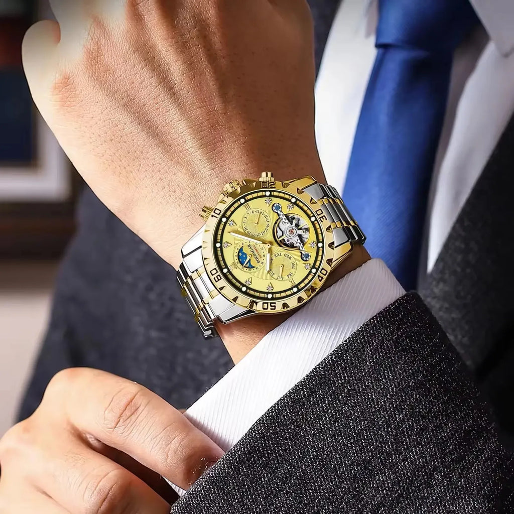 POEDAGAR 1412 Automatic Business Watch — 43mm, Stainless, Luminous