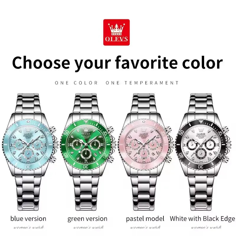 OLEVS 5632 Women's Luminous Quartz Watch — 35mm, Multi-Function, Date
