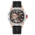HANBORO Zebra Stripe Automatic Watch — 44mm Round, Crystal, Rubber Strap