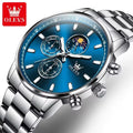Custom Wrist Watch Watches 2902 Men Original Chinese Quartz OLVES Golden Blue Design Chronograph Watch