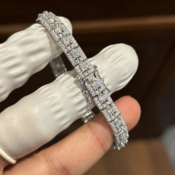 3mm Moissanite Tennis Bracelet for Women Certified D Color VVS Passes Diamond Tester S925 Silver Square Bracelet Jewelry Gifts