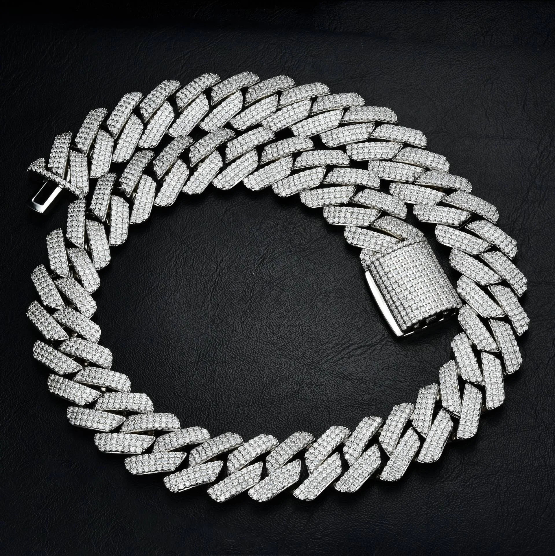Pass Diamond Tester GRA Hip Hop S925 Silver Iced Out Bling 3 Rows 14mm 16mm 18mm 20mm VVS Moissanite Cuban Link Chain for Men