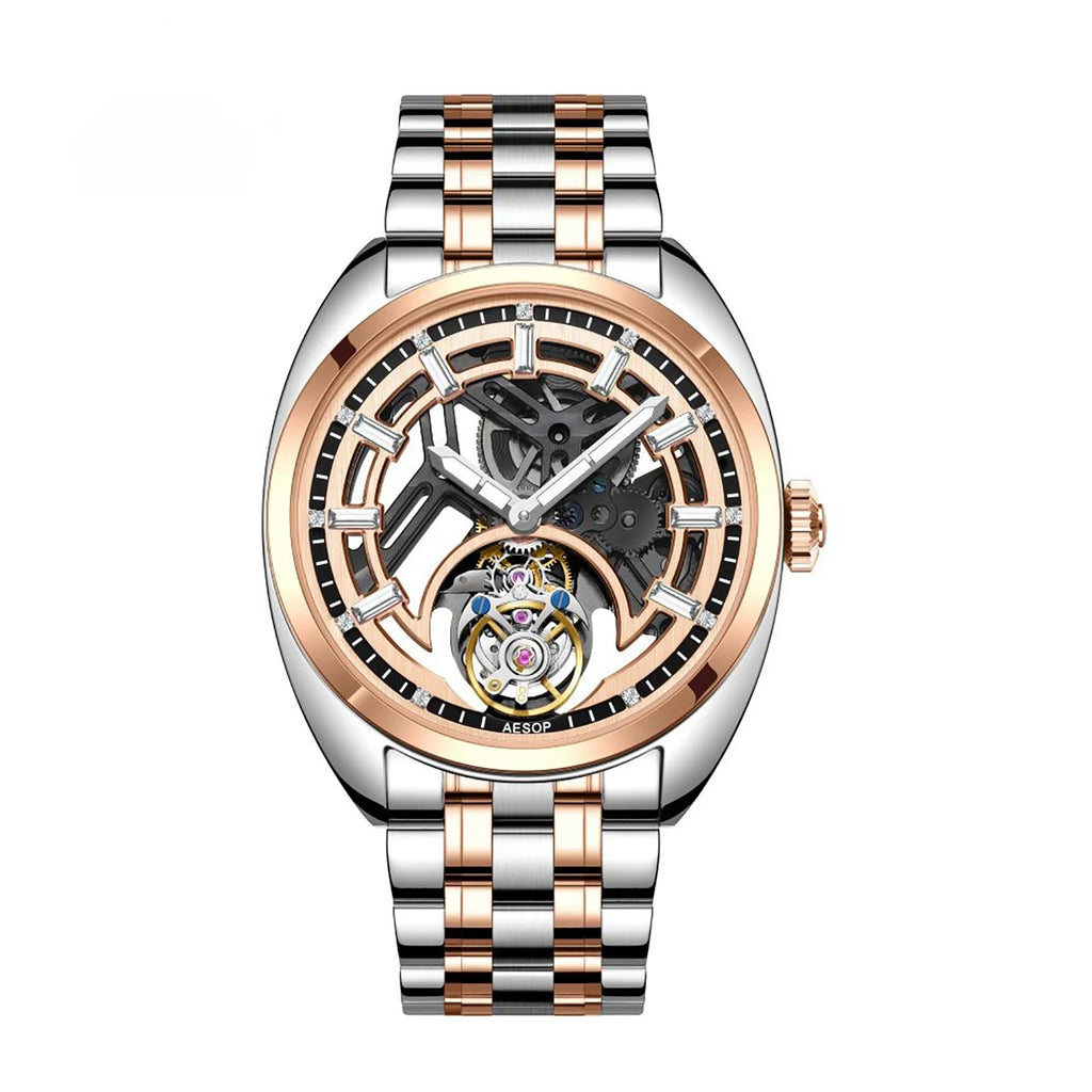 AESOP 7062 Skeleton Tourbillon Watch — Sapphire Crystal, Diamond Accents