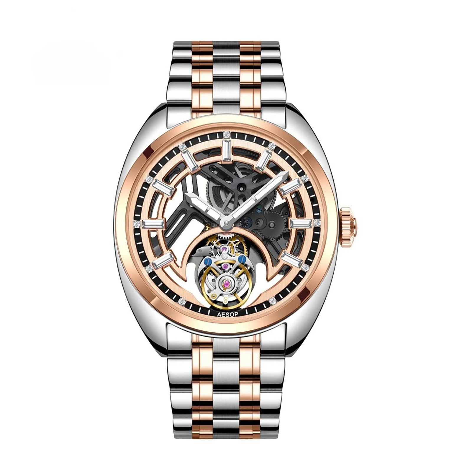 AESOP 7062 Skeleton Tourbillon Watch — Sapphire Crystal, Diamond Accents