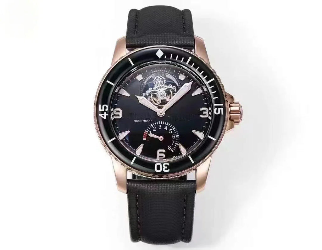 Luxury 18K Rose Gold Tourbillon Diver — 8-Day Reserve, 30BAR, 45mm