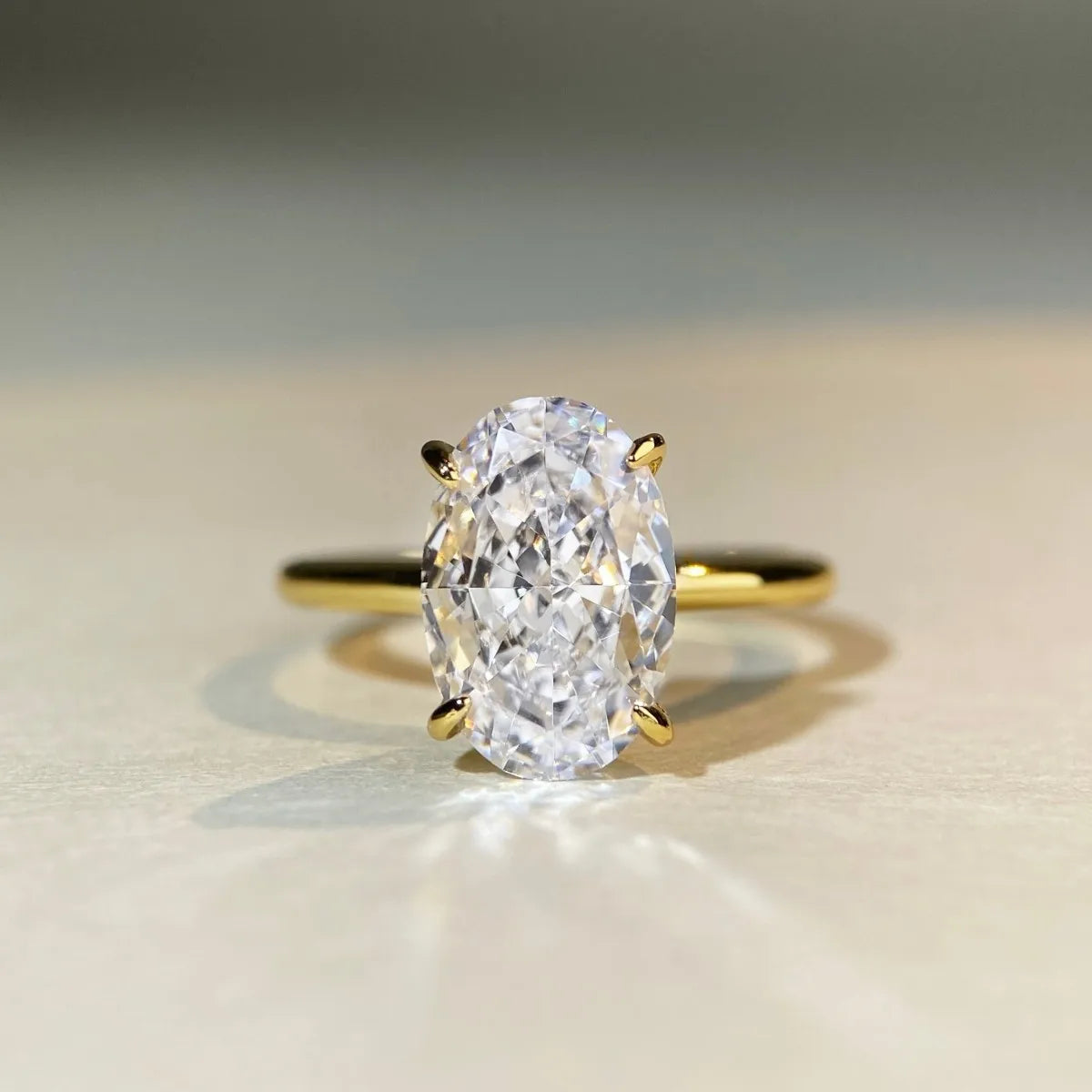 Classic Oval Cut 4.5CT Prog Setting Engagement Moissanite Ring Jewelry S925 Sterling Silver Moissanite Ring