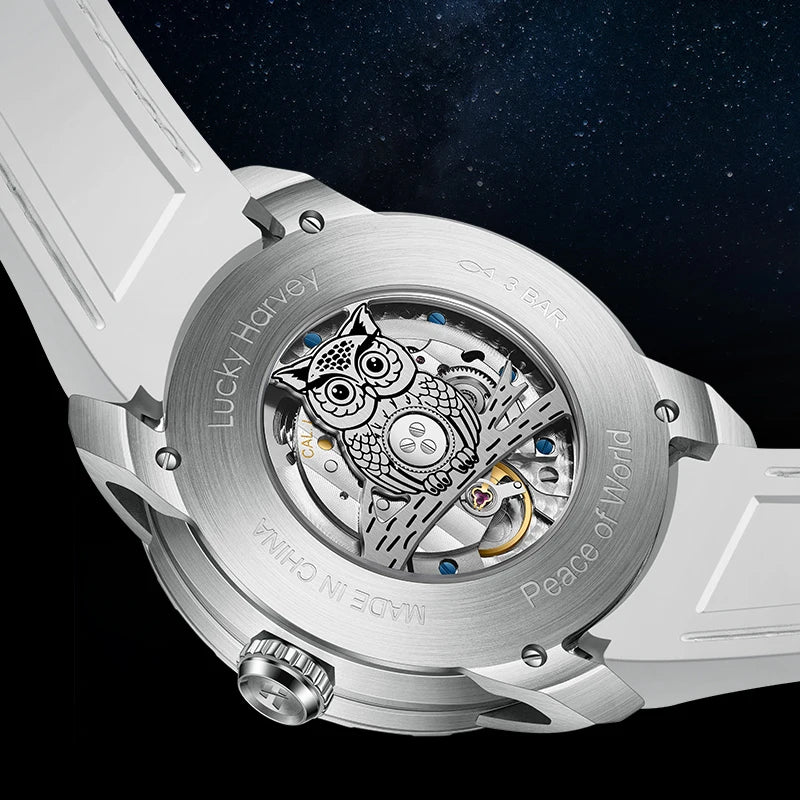 Lucky Harvey Owl Skeleton Automatic Watch — 43mm, Sapphire, 5BAR