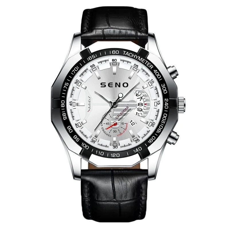Seno S032 Large Dial Quartz Watch — 46mm, Calendar, 3BAR