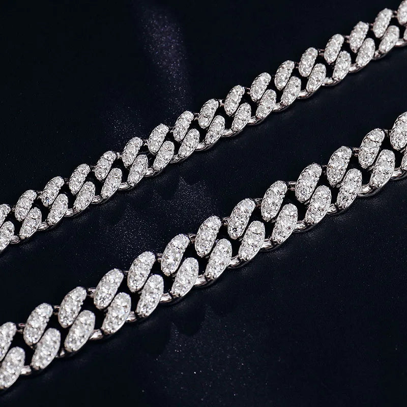 Miami Cuban Link 7-24 Inches Moissanite Diamond Chains Cuban Link Bracelet 925 Moissanite Chain Iced Out Jewelry Bracelet Men