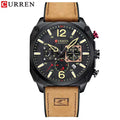 CURREN 8398 Leather Chronograph Watch — 45mm, Luminous, Stopwatch