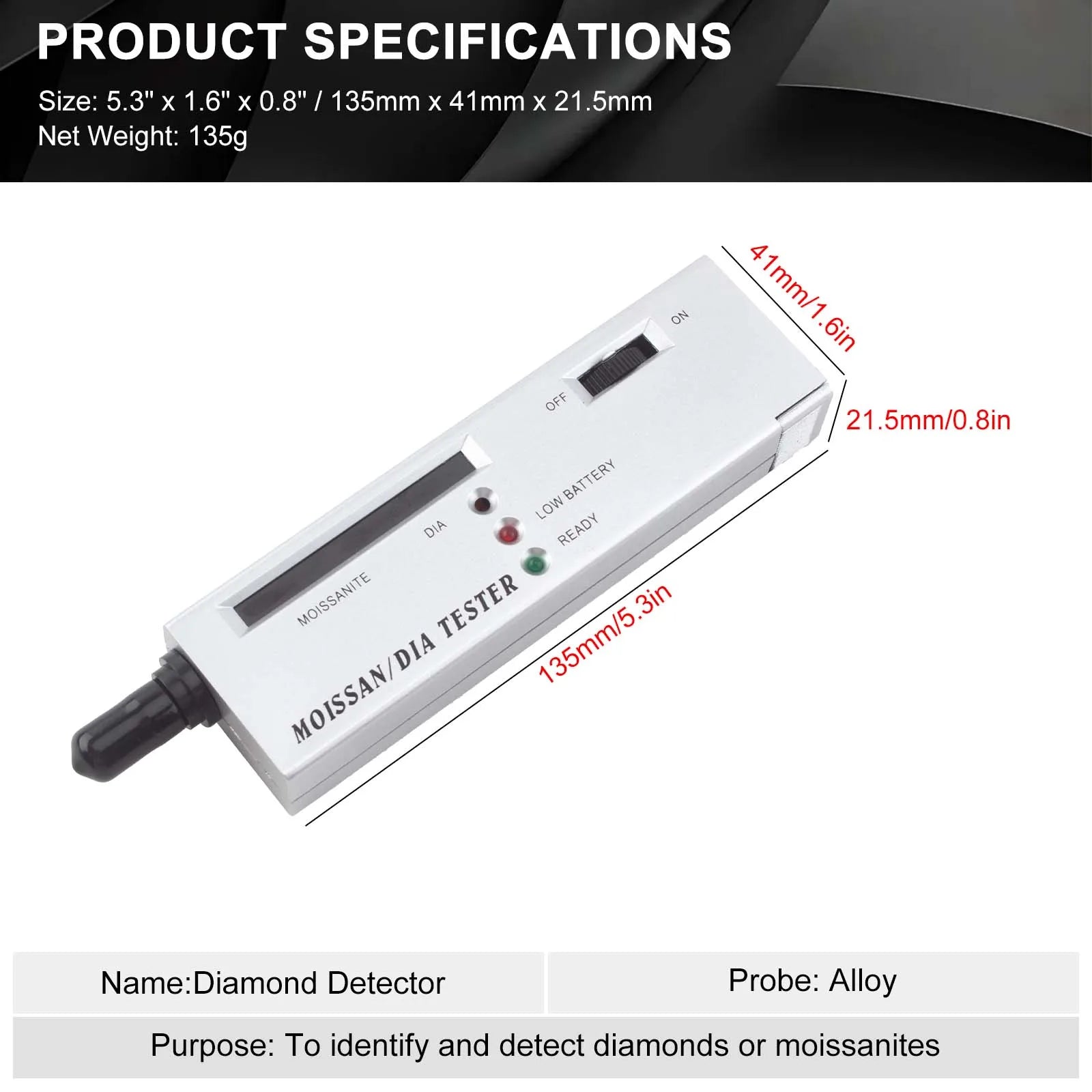 Professional Diamond Tester Pen Jewelry Tool Moissanite Tester Portable Diamond Selector Gemstone Detector for Jewelry Testing