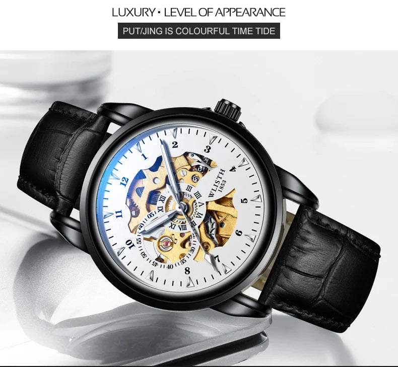 Men's Quartz Watch with Leather Strap — 40mm, Luminous, Folding Clasp