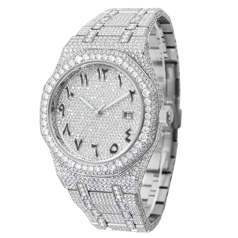Men's Luxury Sapphire Iced Out VVS Moissanite Automatic Watch