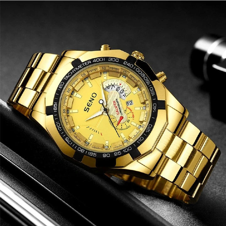 Seno S032 Large Dial Quartz Watch — 46mm, Calendar, 3BAR