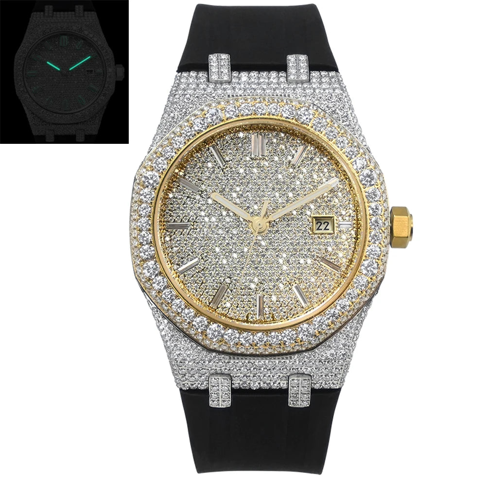 Exclusive Iced Out Moissanite Watch — VVS Clarity, Sapphire, Square Case