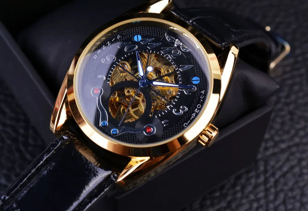 Winner Fashion Gold Oval Watch — Japan Movement, Backlight, Date