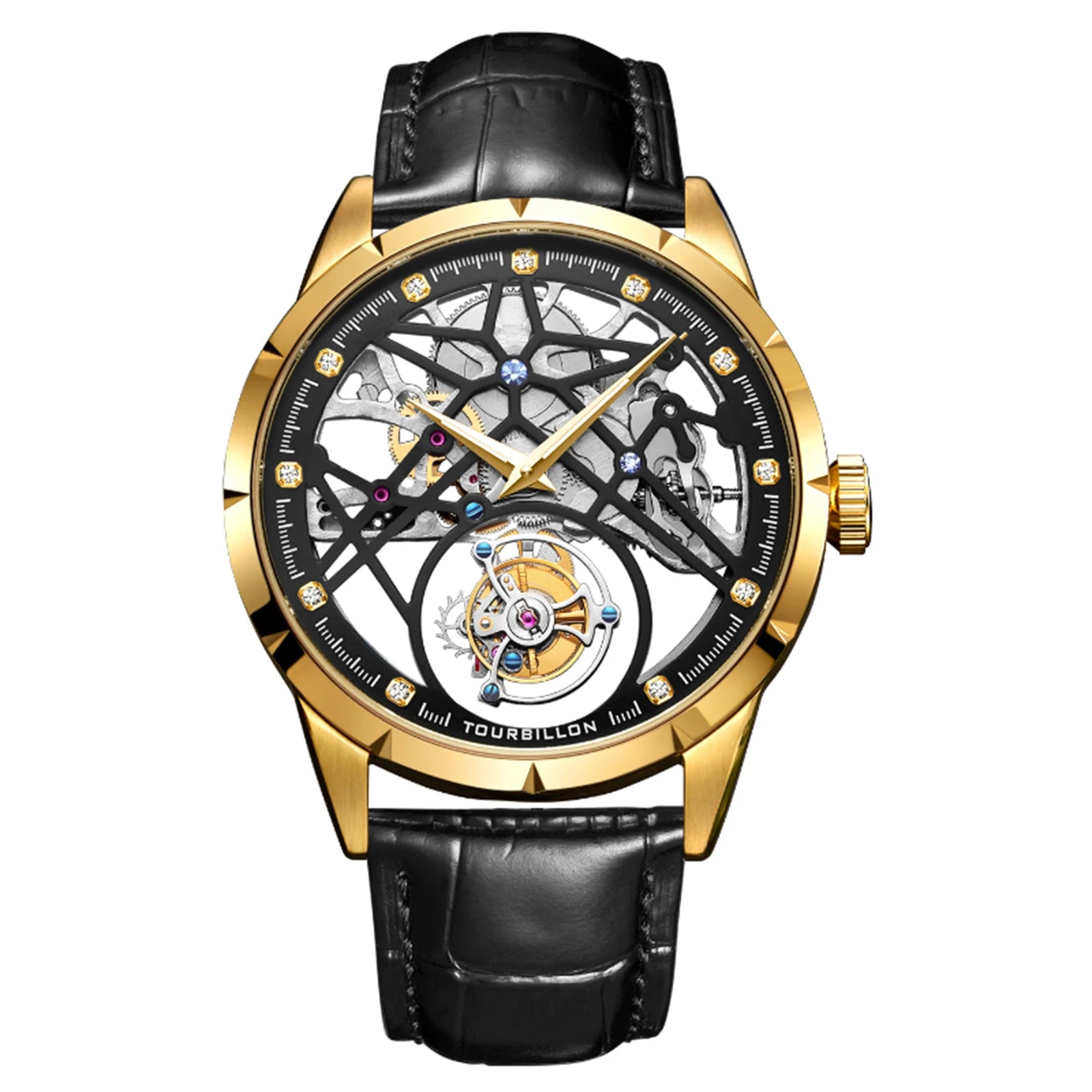 AESOP Custom Logo Tourbillon Watch — Sapphire Crystal, Leather Strap, 5BAR