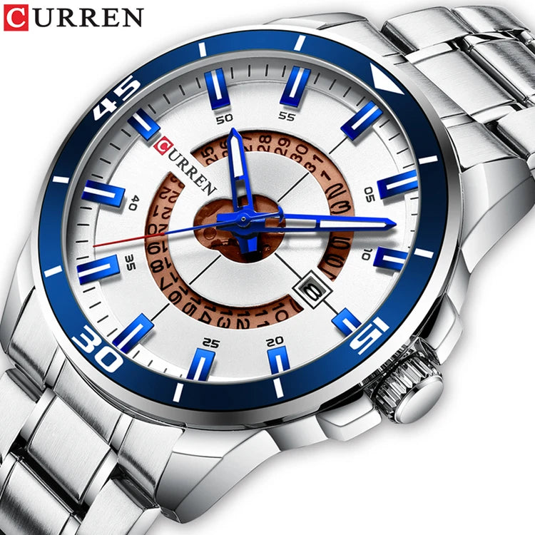 CURREN 8359 Fashion Quartz Watch — 45mm, Auto Date, 3BAR