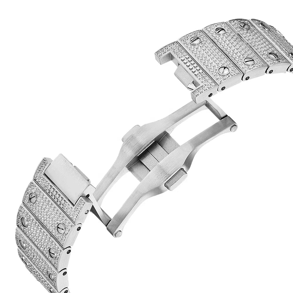 Iced Out VVS1 Moissanite 40mm Mechanical Watch — Stainless Steel