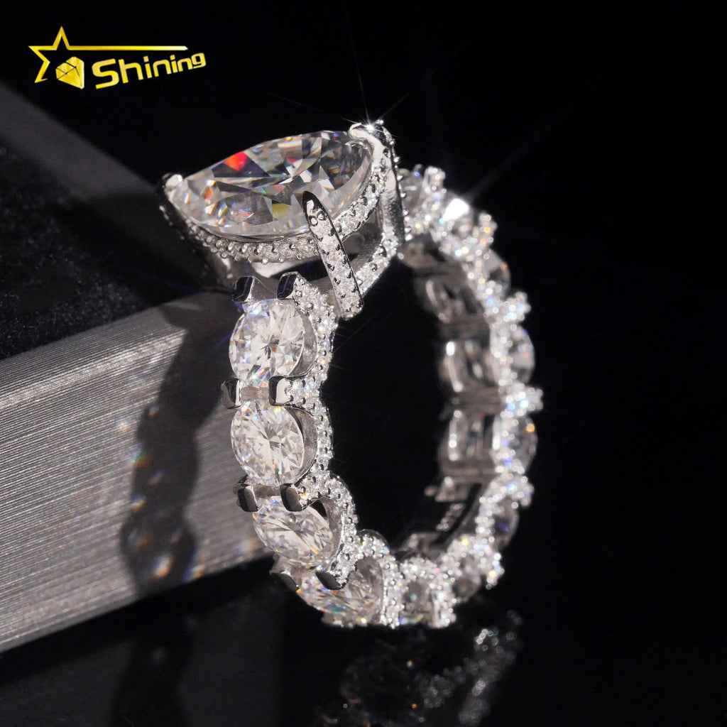 US Warehouse Pass Diamond Tester 925 Silver Fine Jewelry 5ct Pear Cut Wedding Engagement Ring Moissanite Women Ring