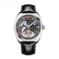Skeleton Luminous Sapphire Tourbillon Watch — Round, 42mm, Leather