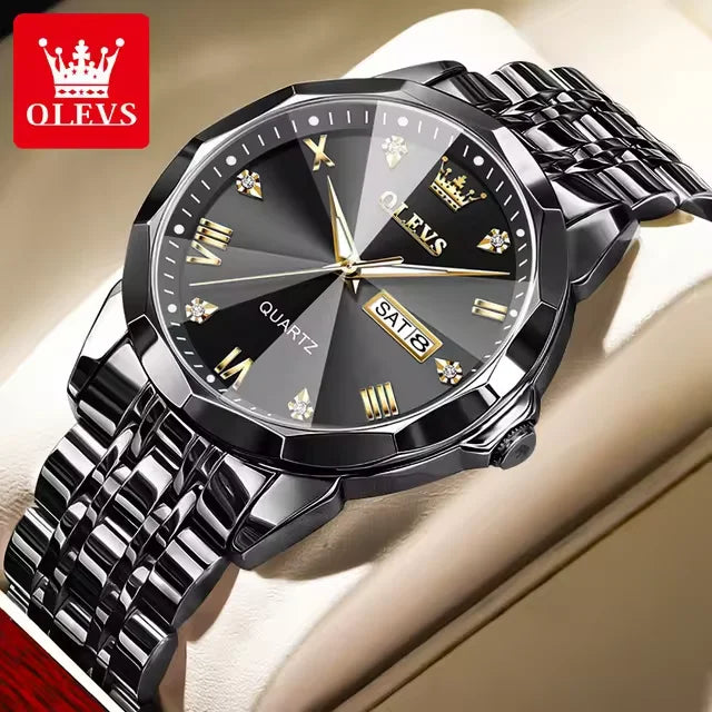 OLEVS 9931 Chronograph Quartz Watch — 41mm, Luminous Backlight, 3BAR