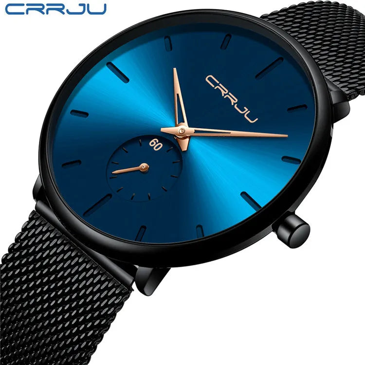 CRRJU 2150 Gold Ultra-Thin Oval Quartz Watch — 40mm, Auto Date, 3BAR