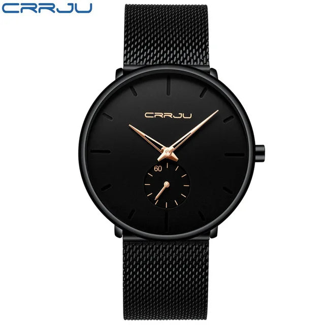 CRRJU 2150 Gold Ultra-Thin Oval Quartz Watch — 40mm, Auto Date, 3BAR
